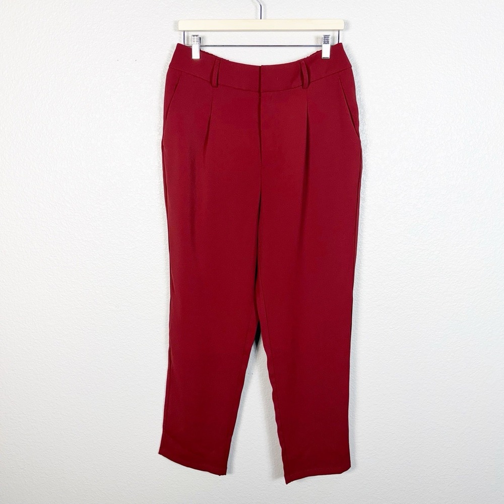 Halara Size L Tall Flex Office High Waisted Pocket Solid Work Tapered Pants Red